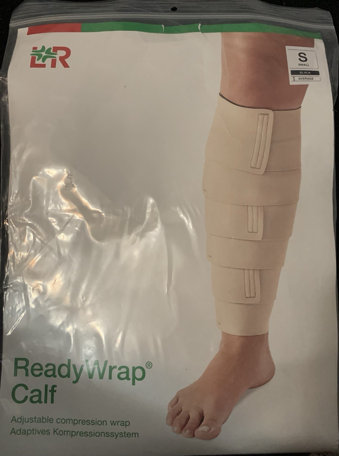 L+R USA Ready Wrap Compression Calf Wrap, ReadyWrap Small Black Tall 30cm NEW