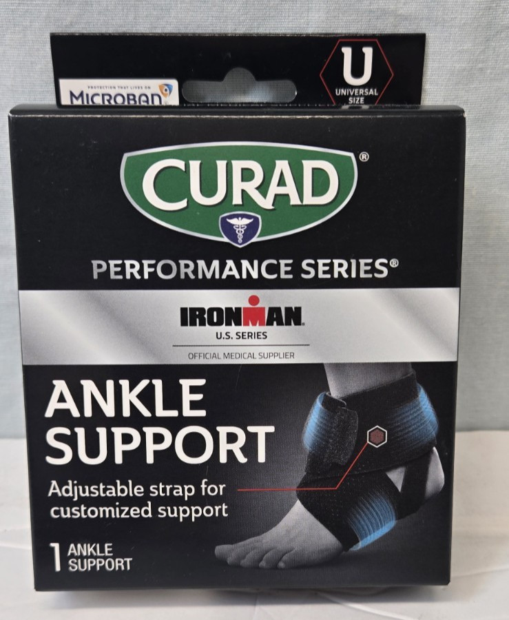 Curad Adjustable Wrap-Around Ankle Support with Open Heel Universal Size