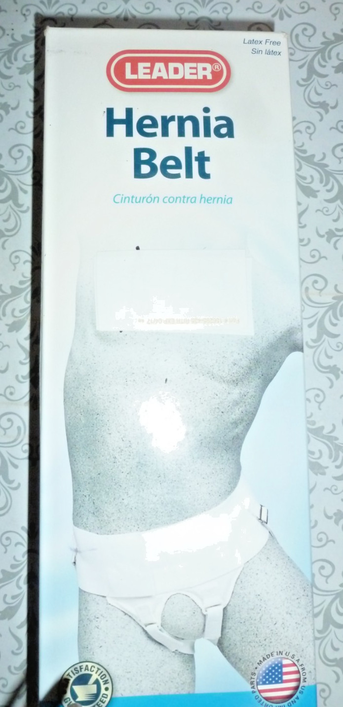 Leader Hernia Belt White Small Latex Free Adjustable
