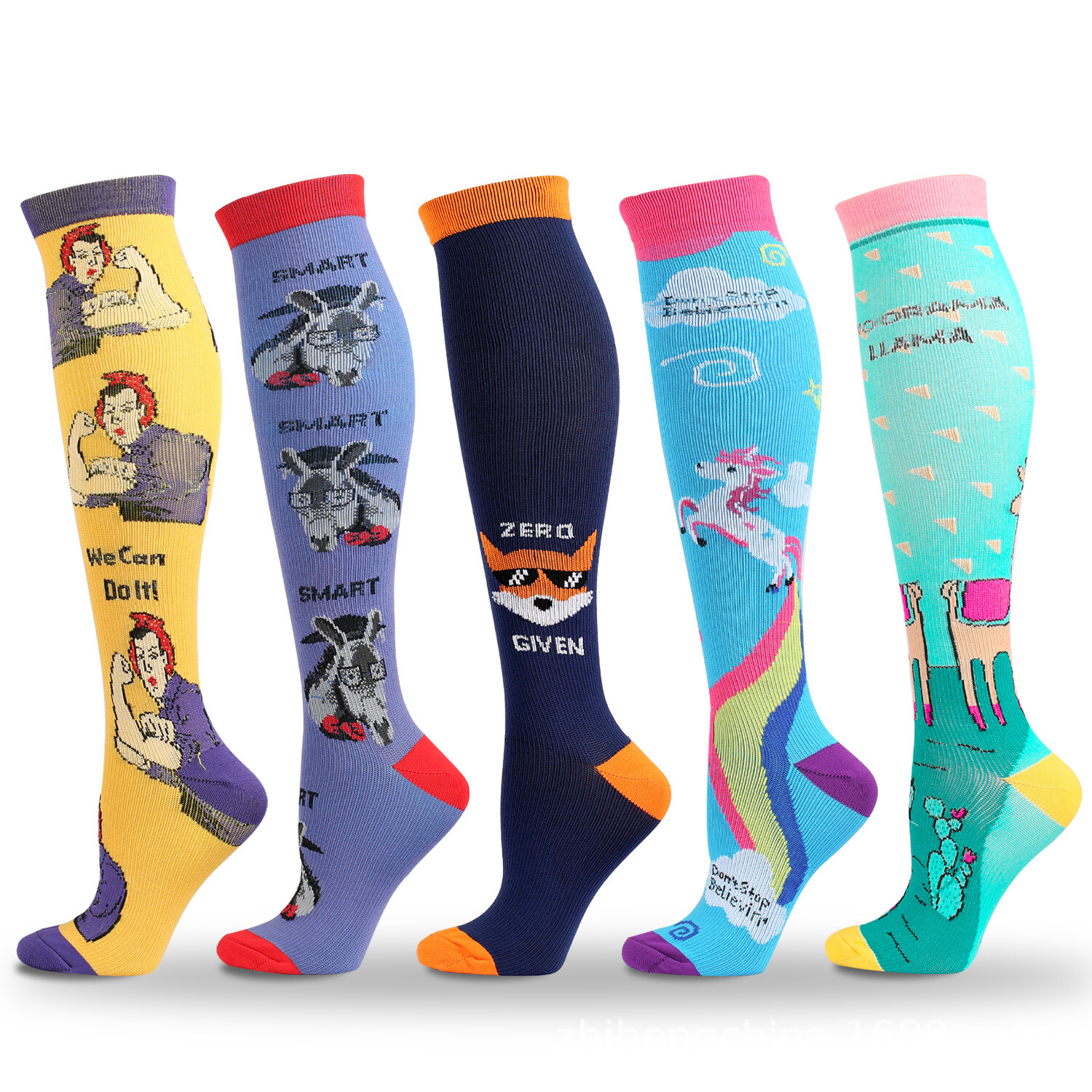 5 Pairs Compression Socks Graduated Support Calf Stockings Womens 20-30 mmHg S/M