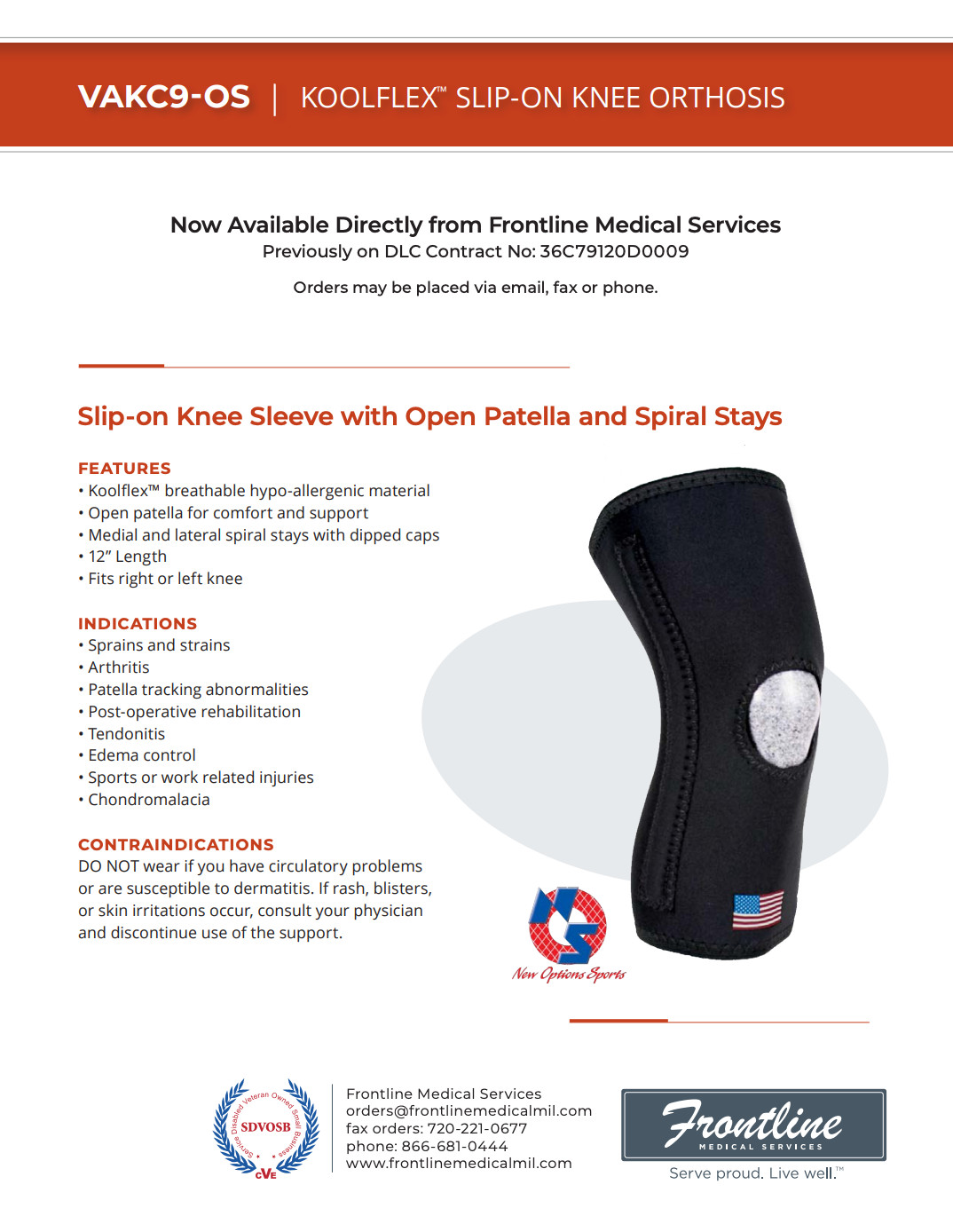 KoolFlex VAKC9-OS Slip-On Knee Support Sleeve