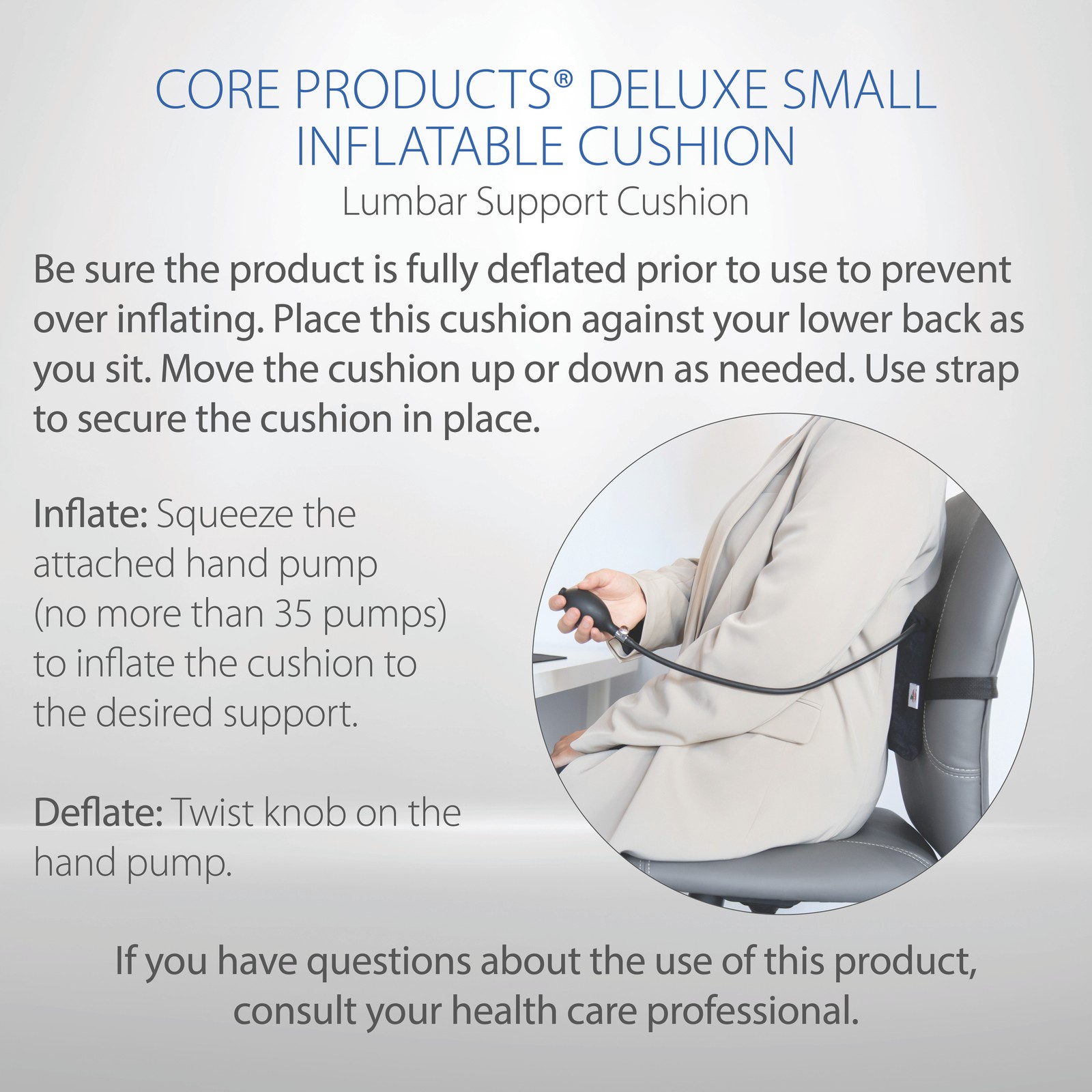 Core Products Small Inflatable Lumbar Cushion, Black