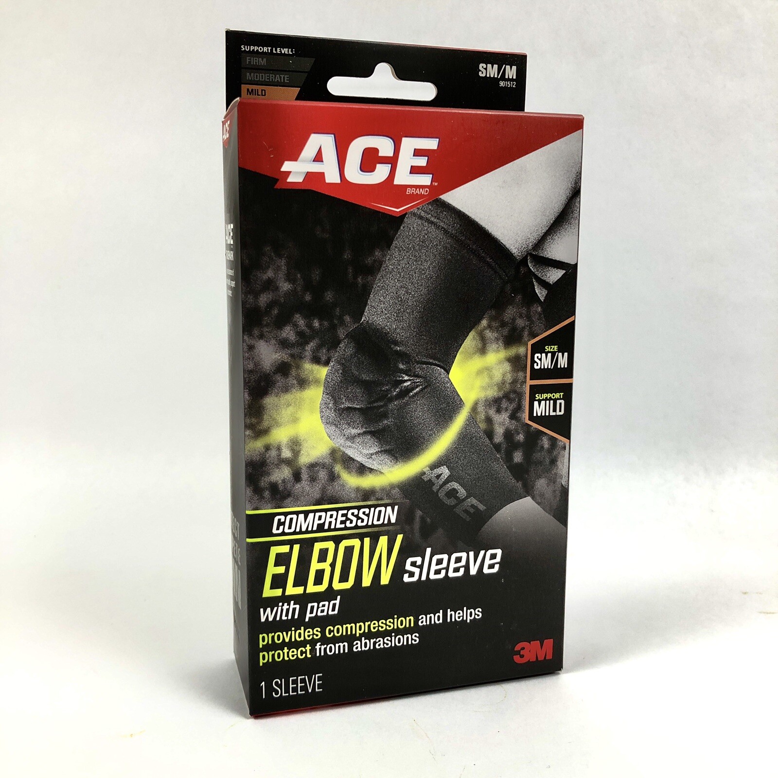 ACE Compression Elbow Sleeve with Pad Abrasion Protection Size SM/M Mild Support