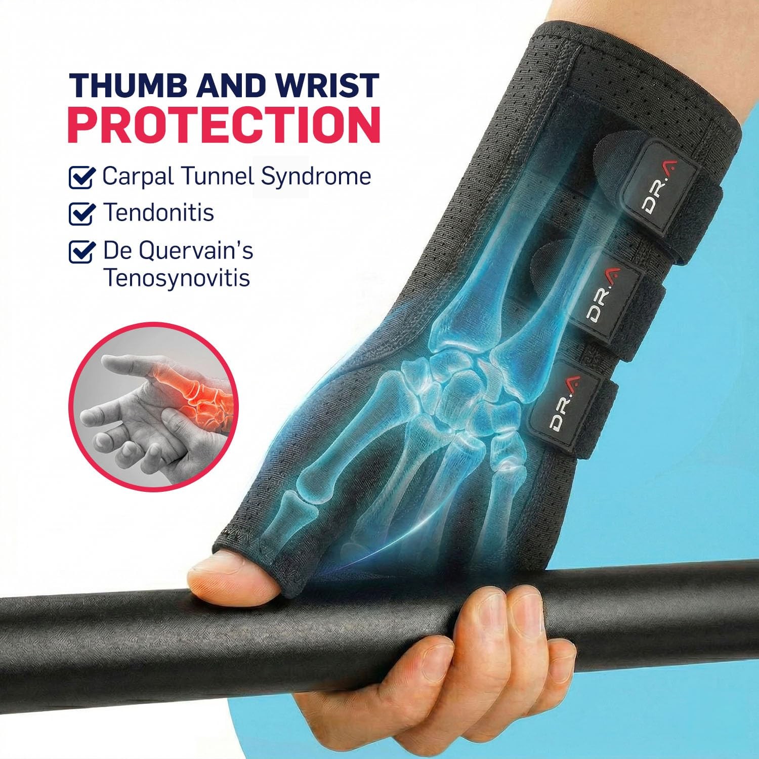 Dr. Arthritis Carpal Tunnel Wrist Brace Night Support, Thumb Spica Splint Rig…