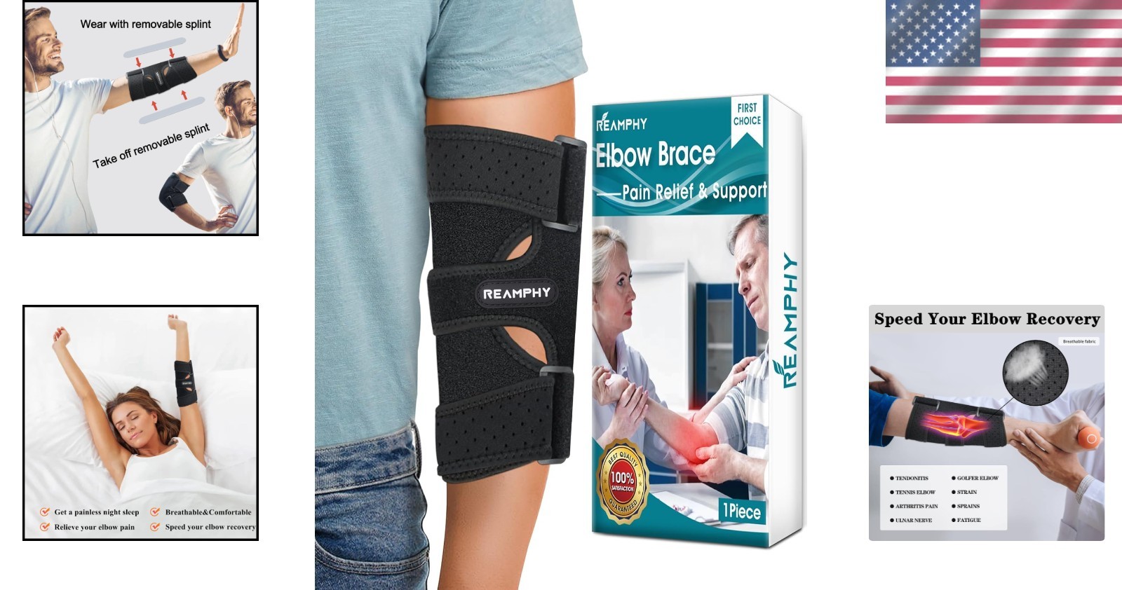 Breathable Elbow Splint for Tendonitis & Sports – Adjustable Fit for All