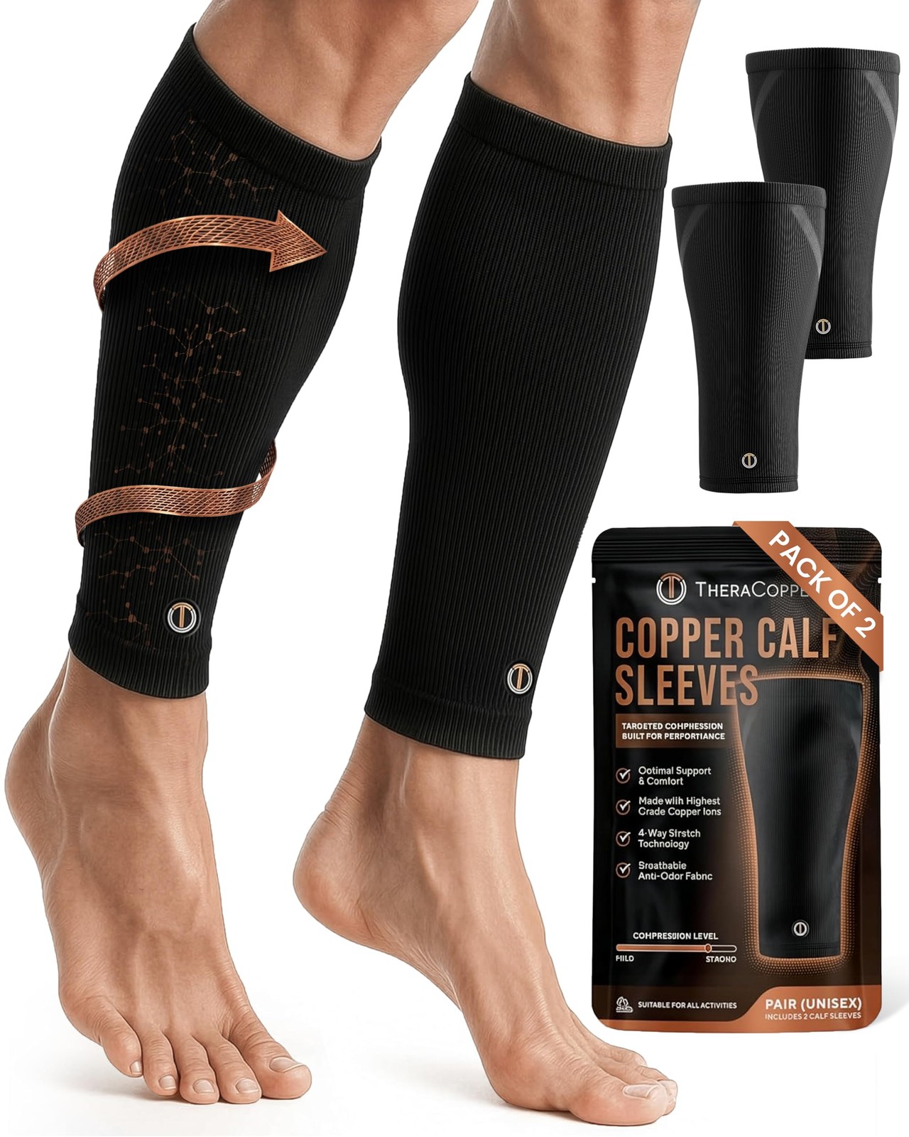 Copper Calf Compression Sleeve — Premium Copper Compression Shin Sleeve for M…