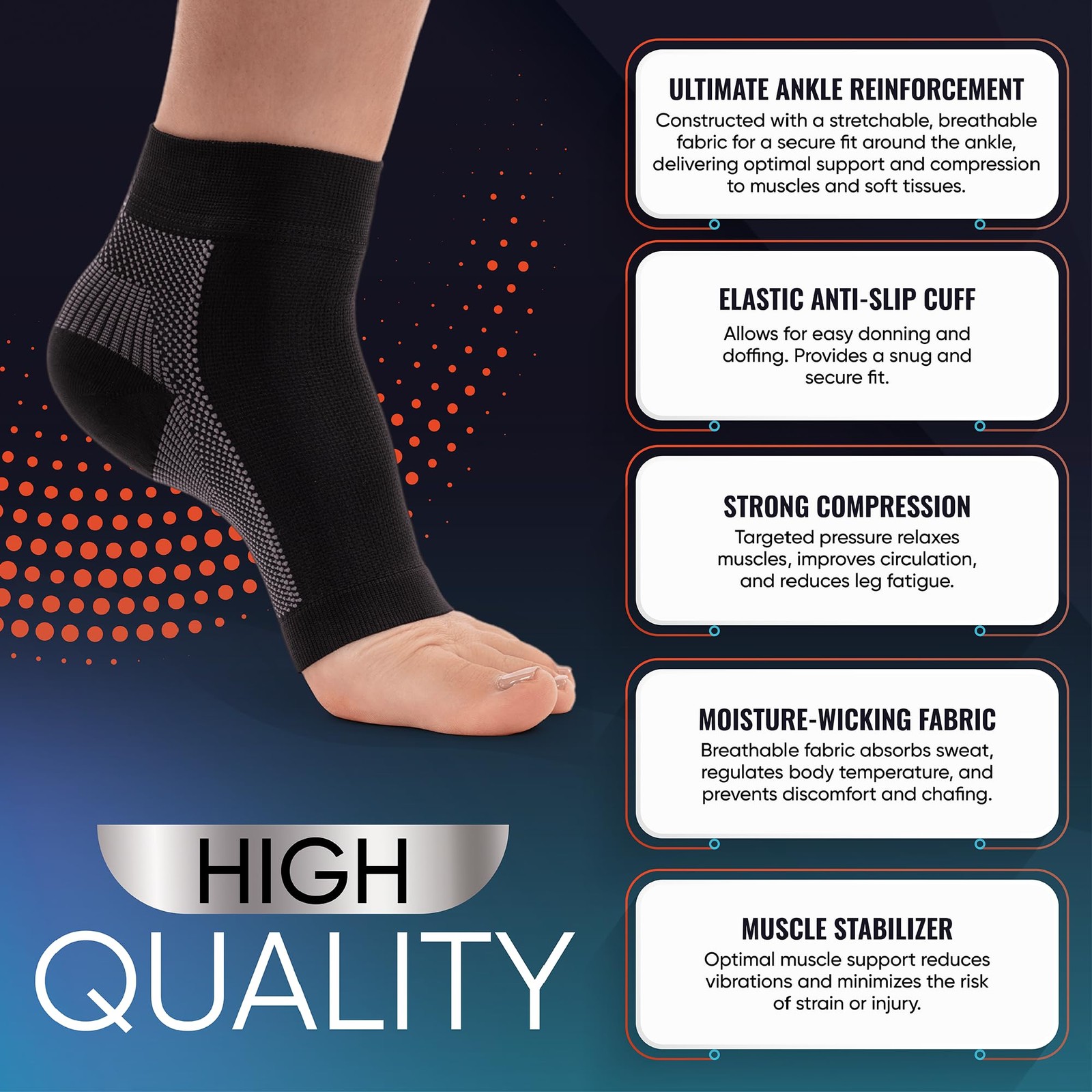 Ankle Brace Socks Compression Sleeve Foot Tendonitis Arthritis Support Wrap