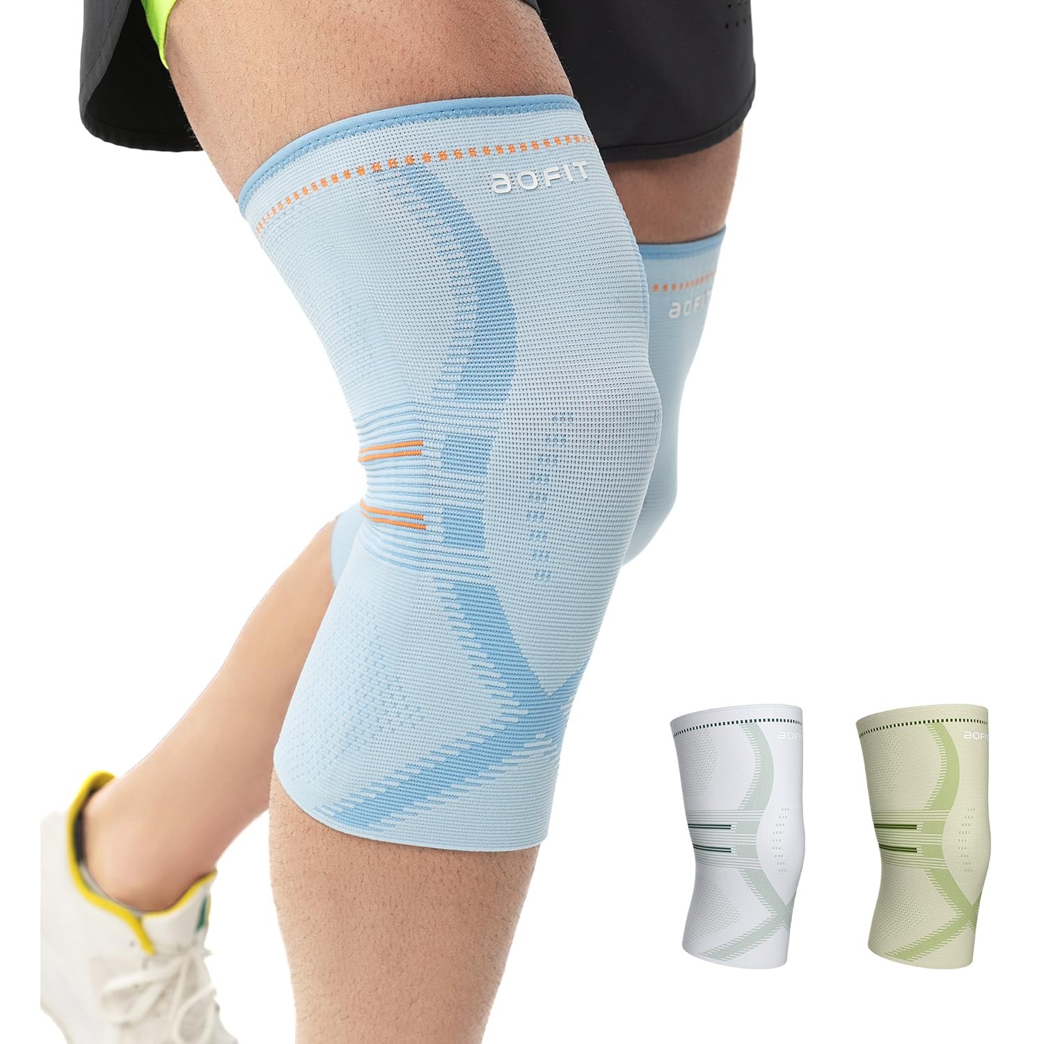 aoFIT Compression Knee Brace for Women & Men, 2 Pack AOCELL X-Large, Aurora