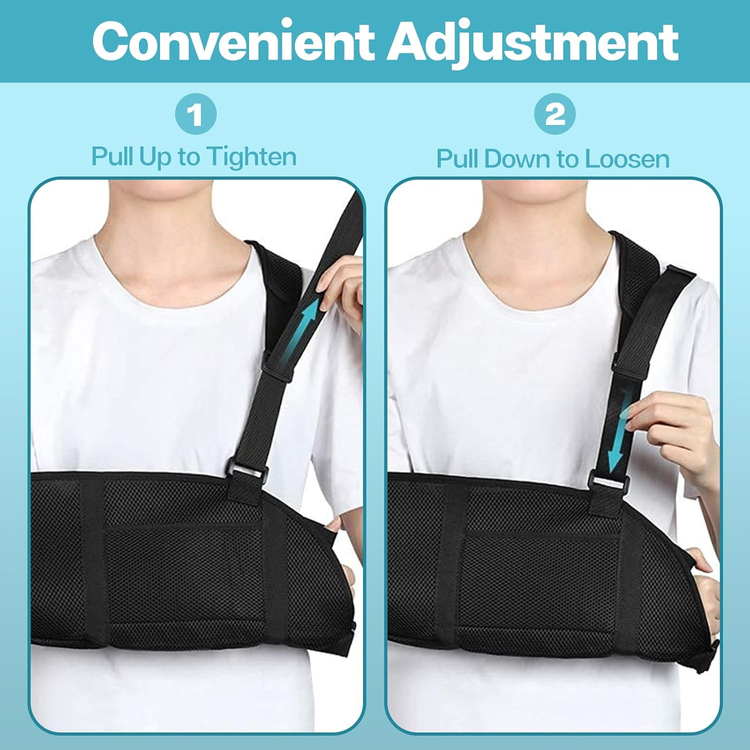 Sling for Broken Arm, Arm Sling with Waist Strap, Padded Support Shoulder Immobi