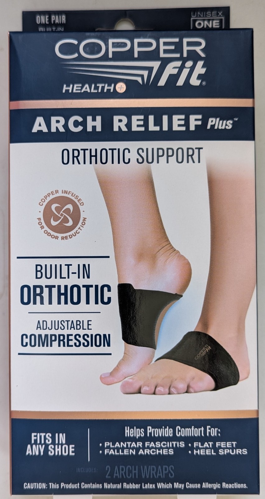 Copper Fit Health Unisex Arch Relief Plus with Built-In Orthotic Support New
