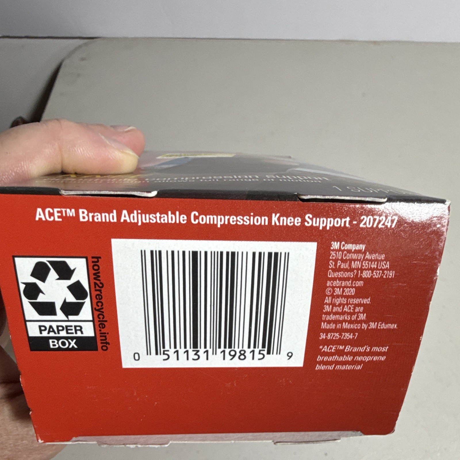 ACE Adjustable Compression Knee Support Brace Neoprene Blend Black 207247