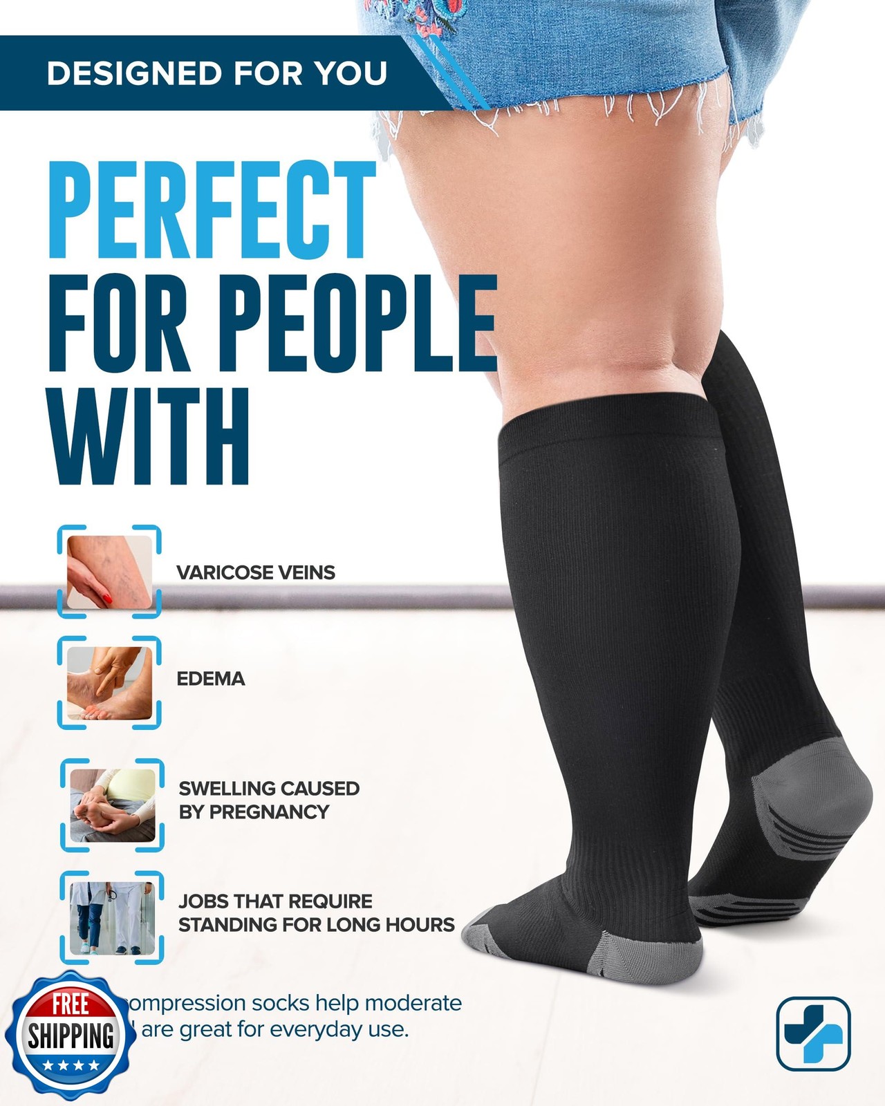 Doctor’s Select Plus Size Compression Socks Wide Calf – 3 Pairs | Up to 6XL |