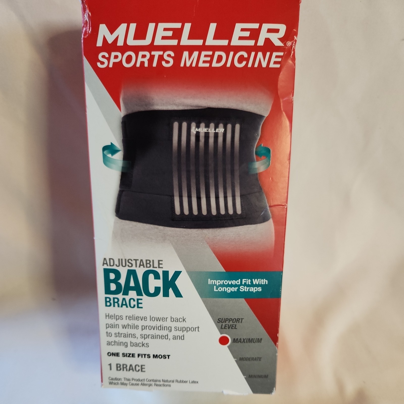 Mueller Sports Medicine Adjustable Back Brace One Size Fits Most Maximum Support