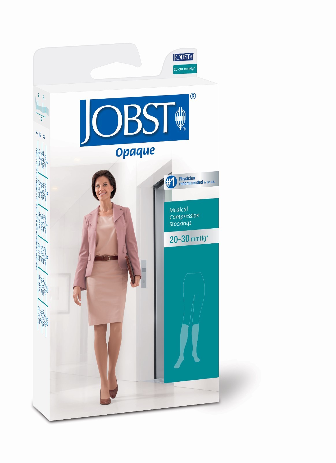 Jobst Opaque Womens 20-30 mmHg Compression Knee Stockings Supports Closed Toe