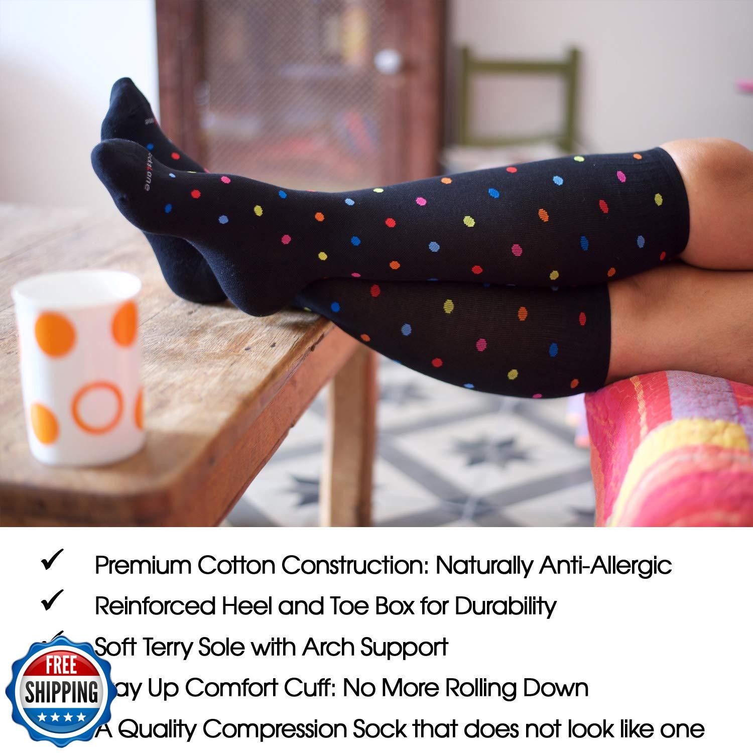 SocksLane Cotton Compression Socks for Women and Men. 15-20 mmHg Support Knee