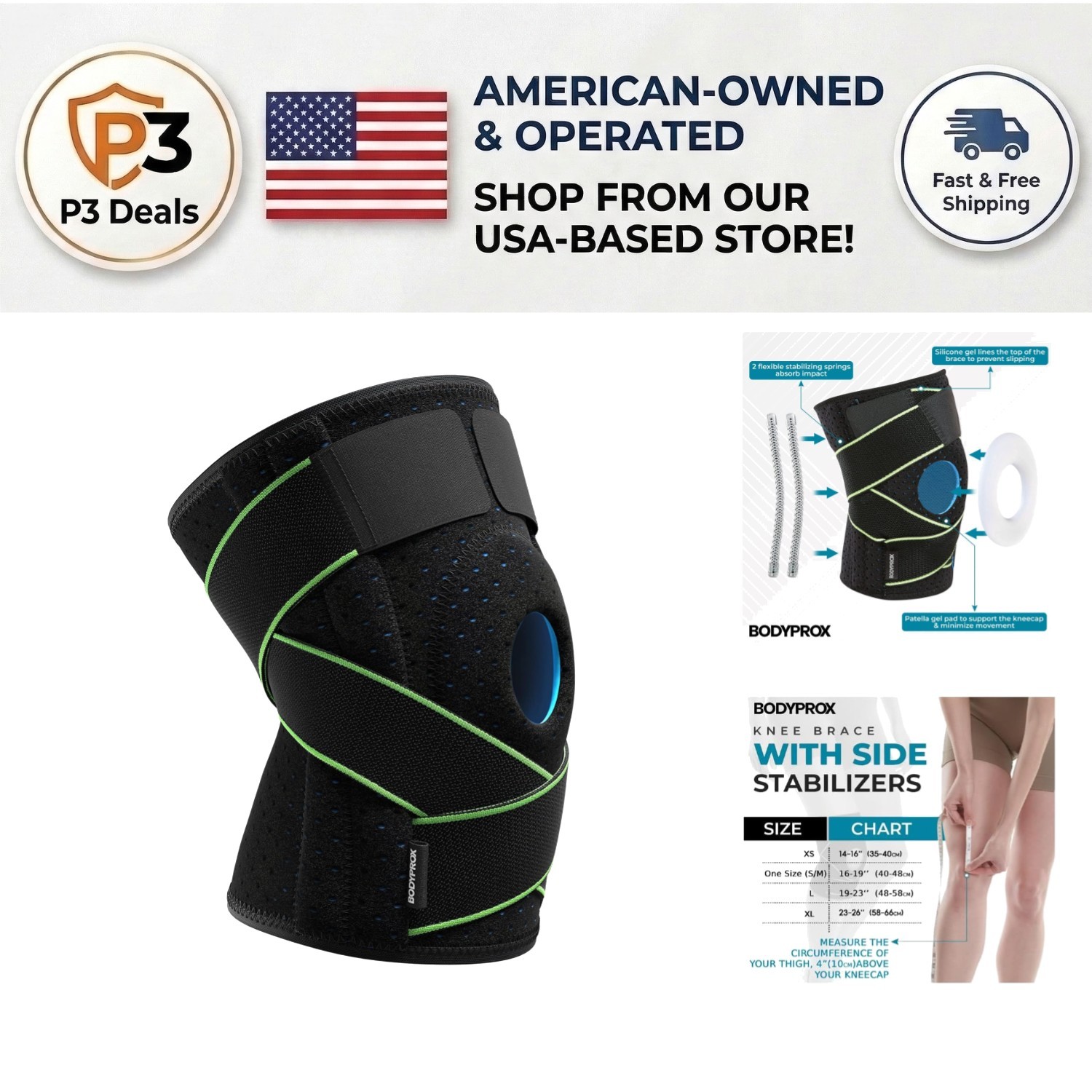 Supportive Adjustable Knee Brace with Gel Pads & Breathable Design in Large Size