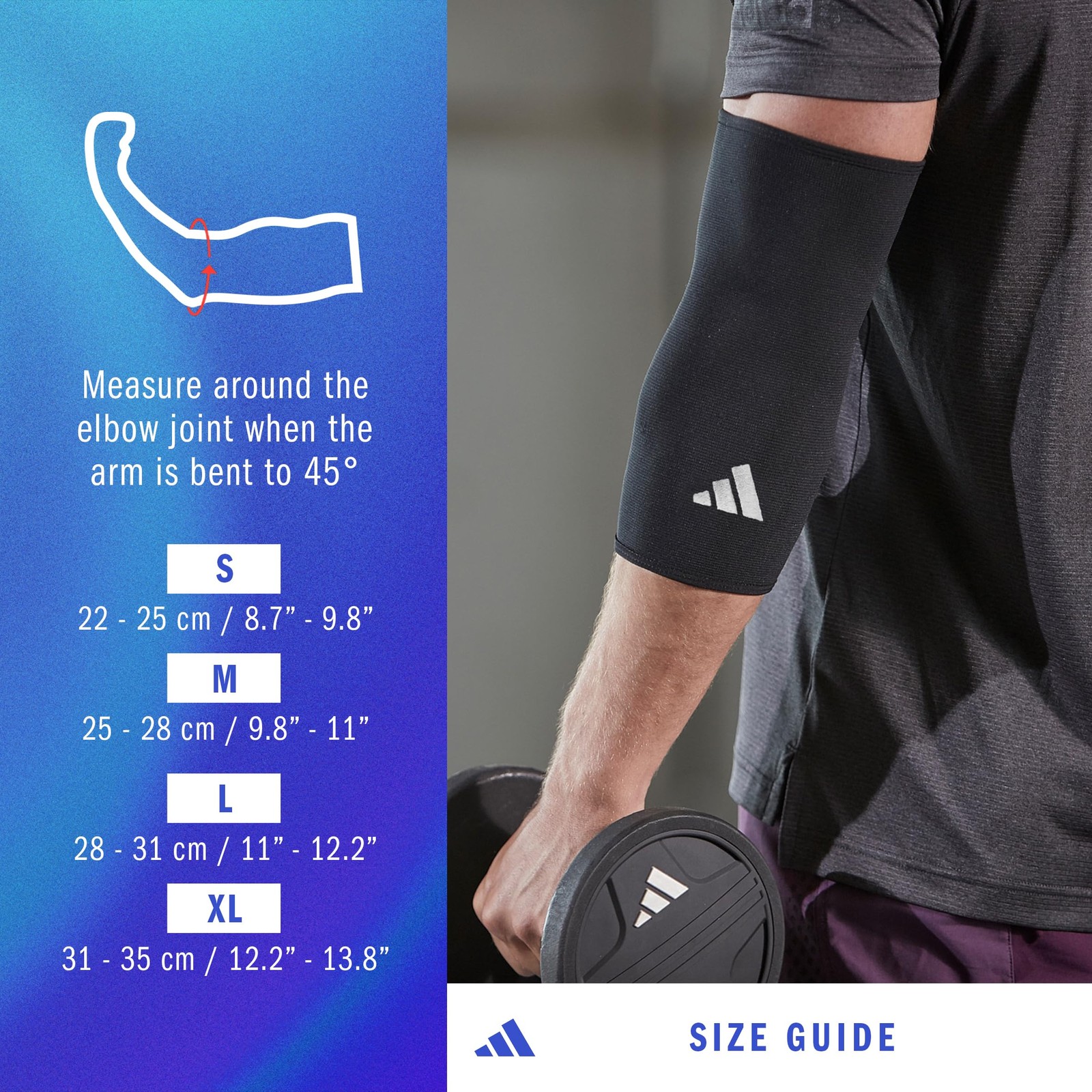 adidas Elbow Support Sleeve – Seamless and Smooth Large, Black (Large)