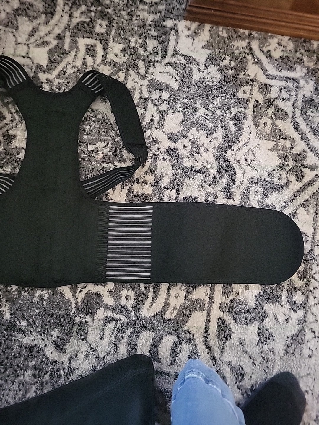 Medium, Black, Polyester Back Brace, Posture Support, Adjustable