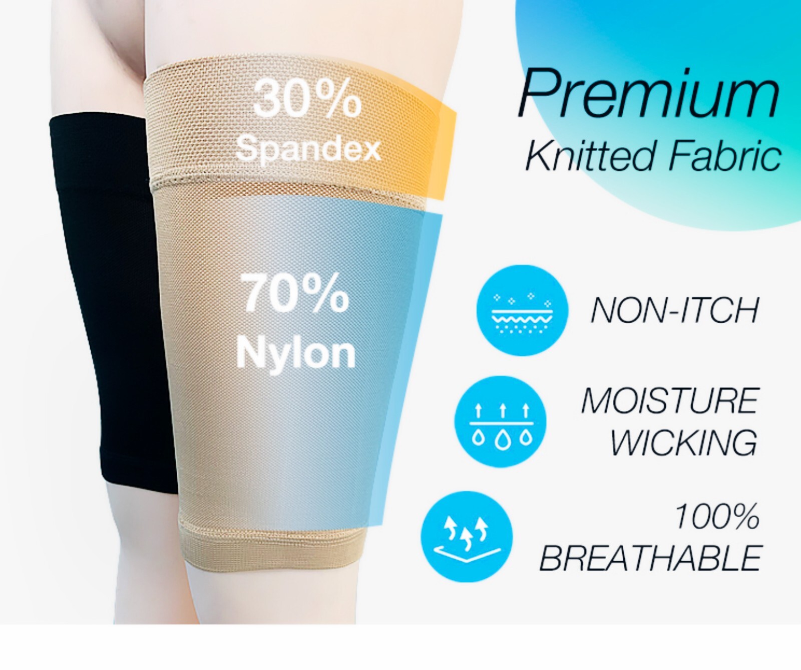 Pair Thigh High Elasti Nylon Knitted Brace Support Sleeve Antislip Compres✅J9110