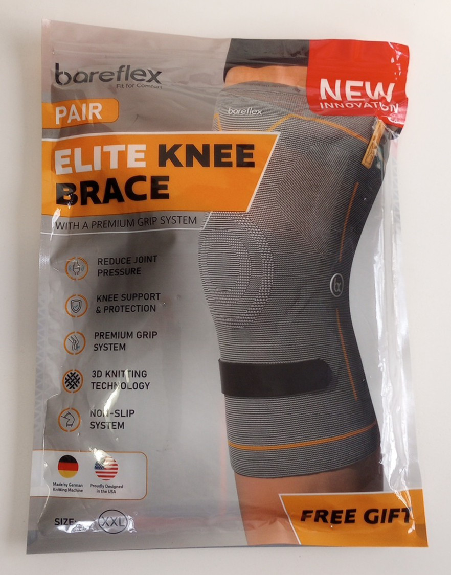 Bareflex Knee Brace 2 Pack XX-Large Orange Premium Grip Support & Protection NEW