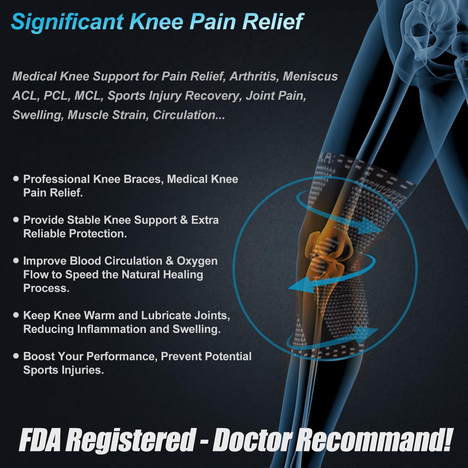 NEENCA Copper Knee Brace for Knee Pain, Knee Support with Patella Pad Side