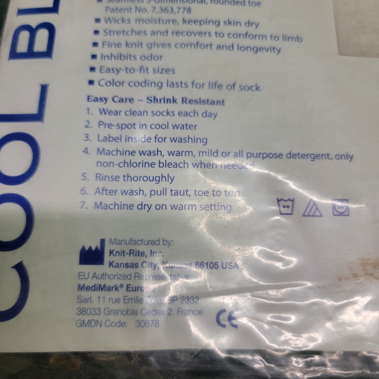 Lot Of 3 Cool Blue 5 Ply Prosthetic Socks 25 X 2.75 X 12 IN