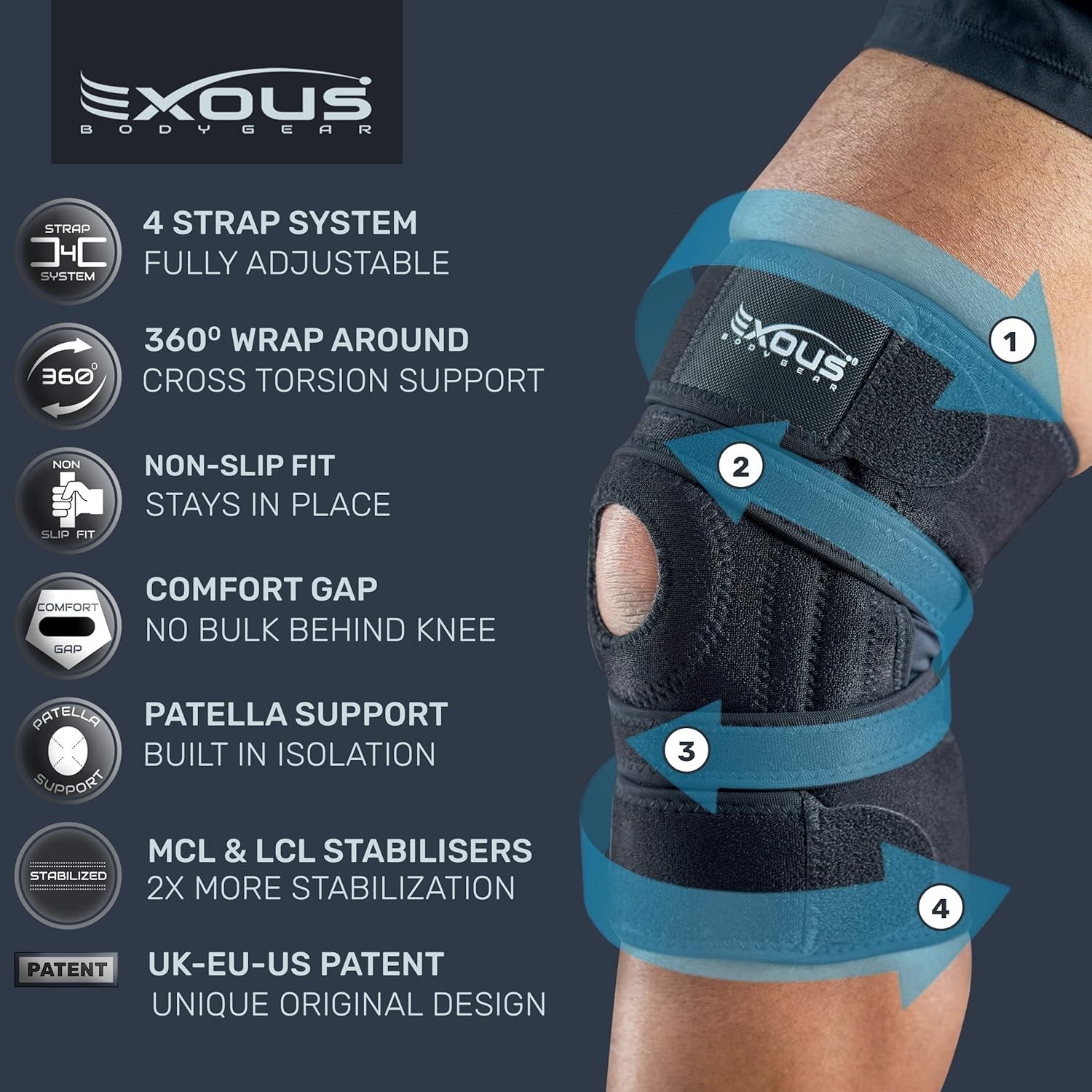 Adjustable Knee Brace for ACL & MCL Pain – Optimal Comfort & Support Medium Size