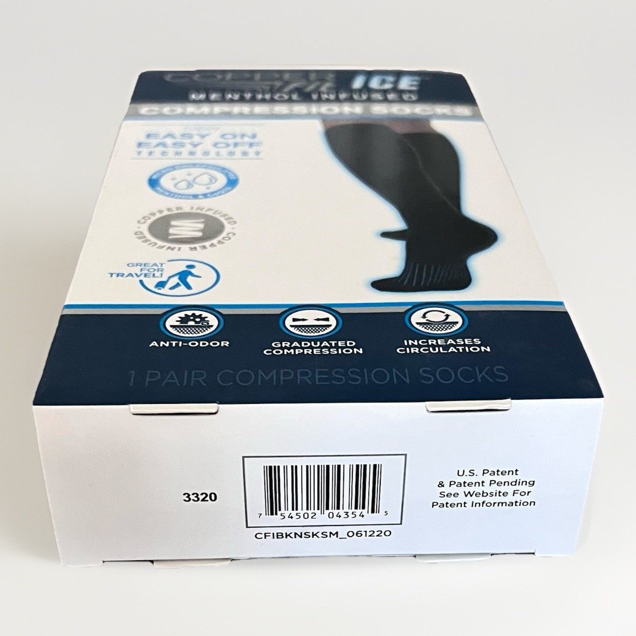 Compression Socks Copper Fit Ice Menthol Infused Black S/M