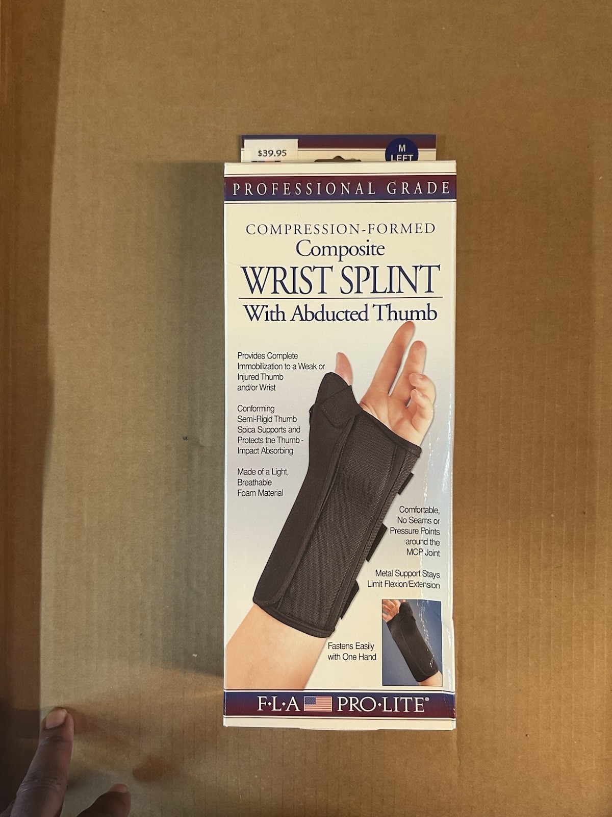 FLA Orthopedics Pro Lite Professional Grade Composite Wrist Splint M Left Hand