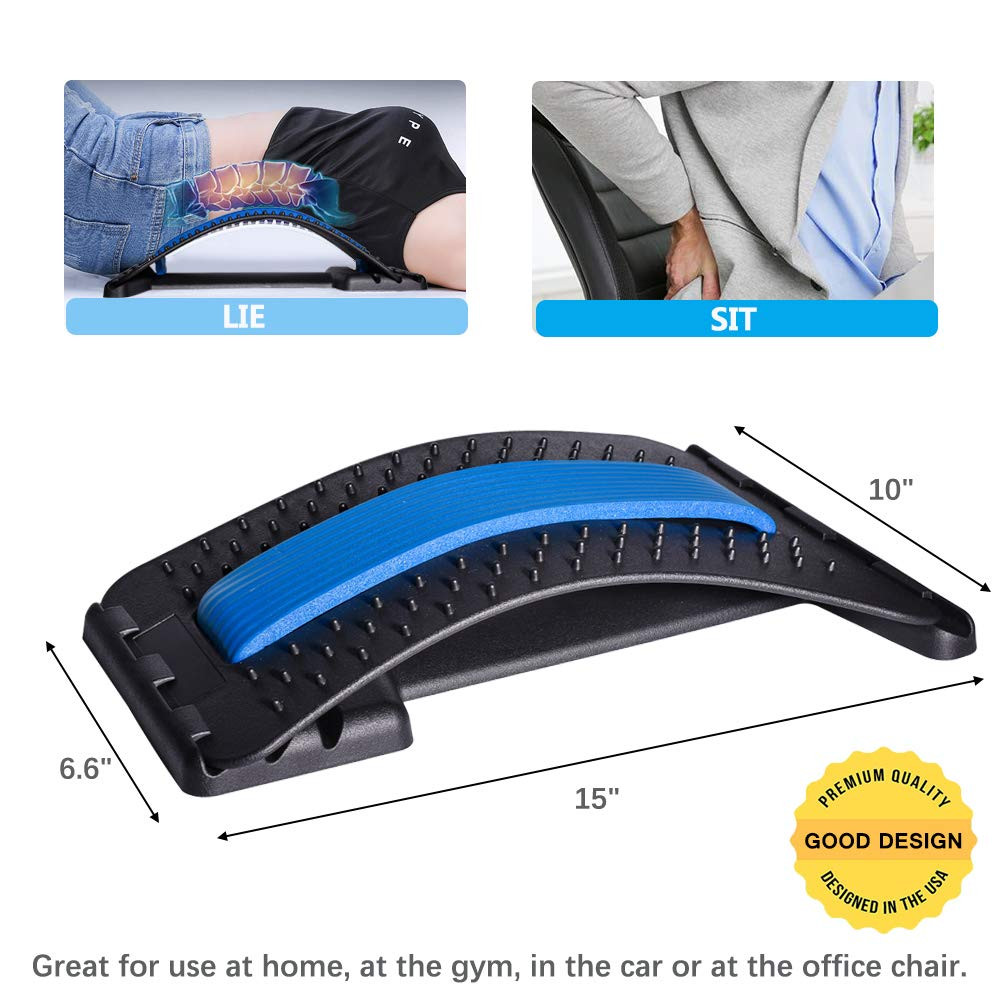 Back Stretcher for Lower Back , 3 Level Adjustable Lumbar Cracker Board, Spine B