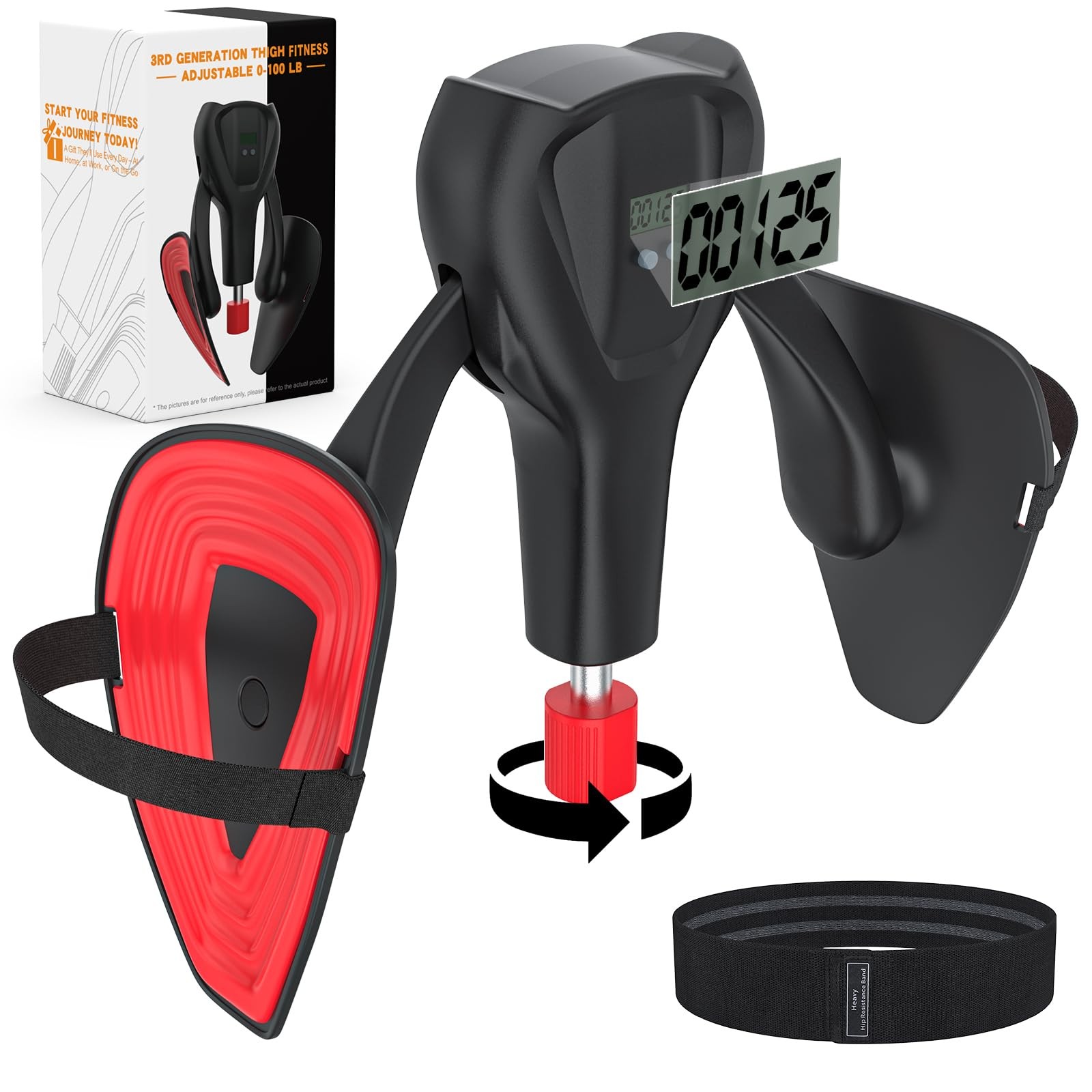 3rd Gen Thigh-Train 0-100 lbs Adjustable Resistance Inner Thigh Train Black