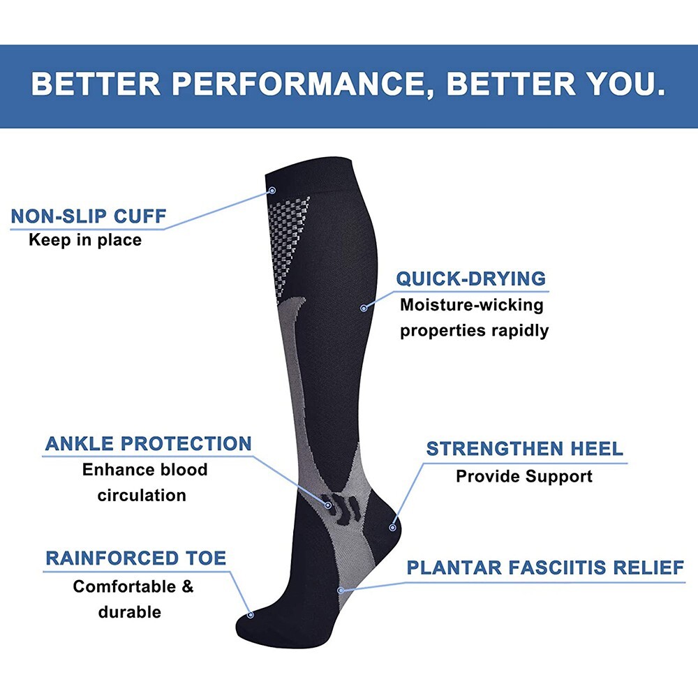 Compression Sock Stocking Knee High 20-30mmHg Support Brace Men Women L/XL / XXL