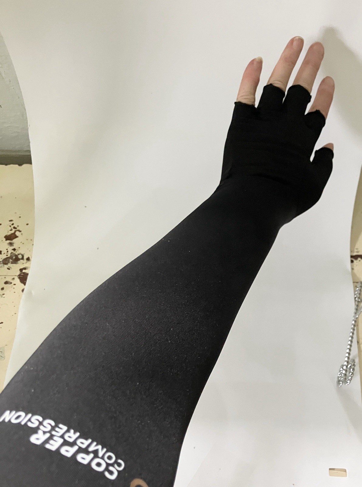 EUC Copper Long Arthritis Gloves,Long Wrist Compression Arm Sleeve, Large