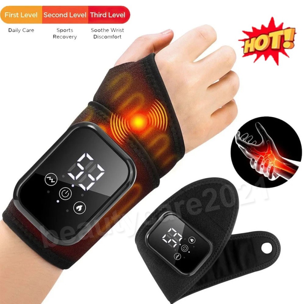 Electric Hand Wrist Massager Pain Relief with 3 Heat Levels & 3 Vibration Modes