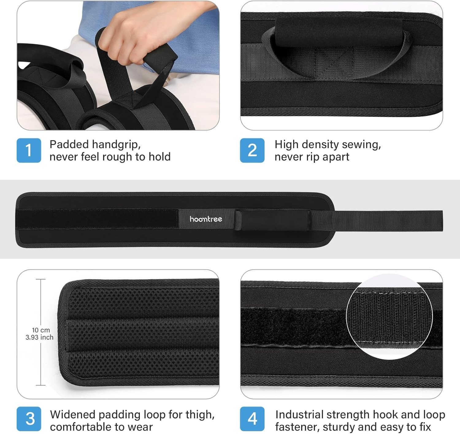 Adjustable Thigh Lifter Straps with Padded Grip for Limited Mobility Support