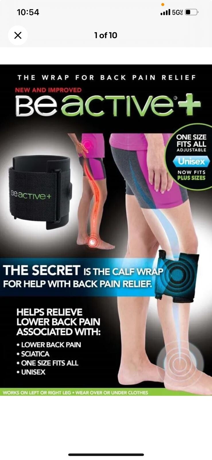 BeActive PLUS Instant Relief Acupressure Calf Brace for Sciatic Back Nerve Pain