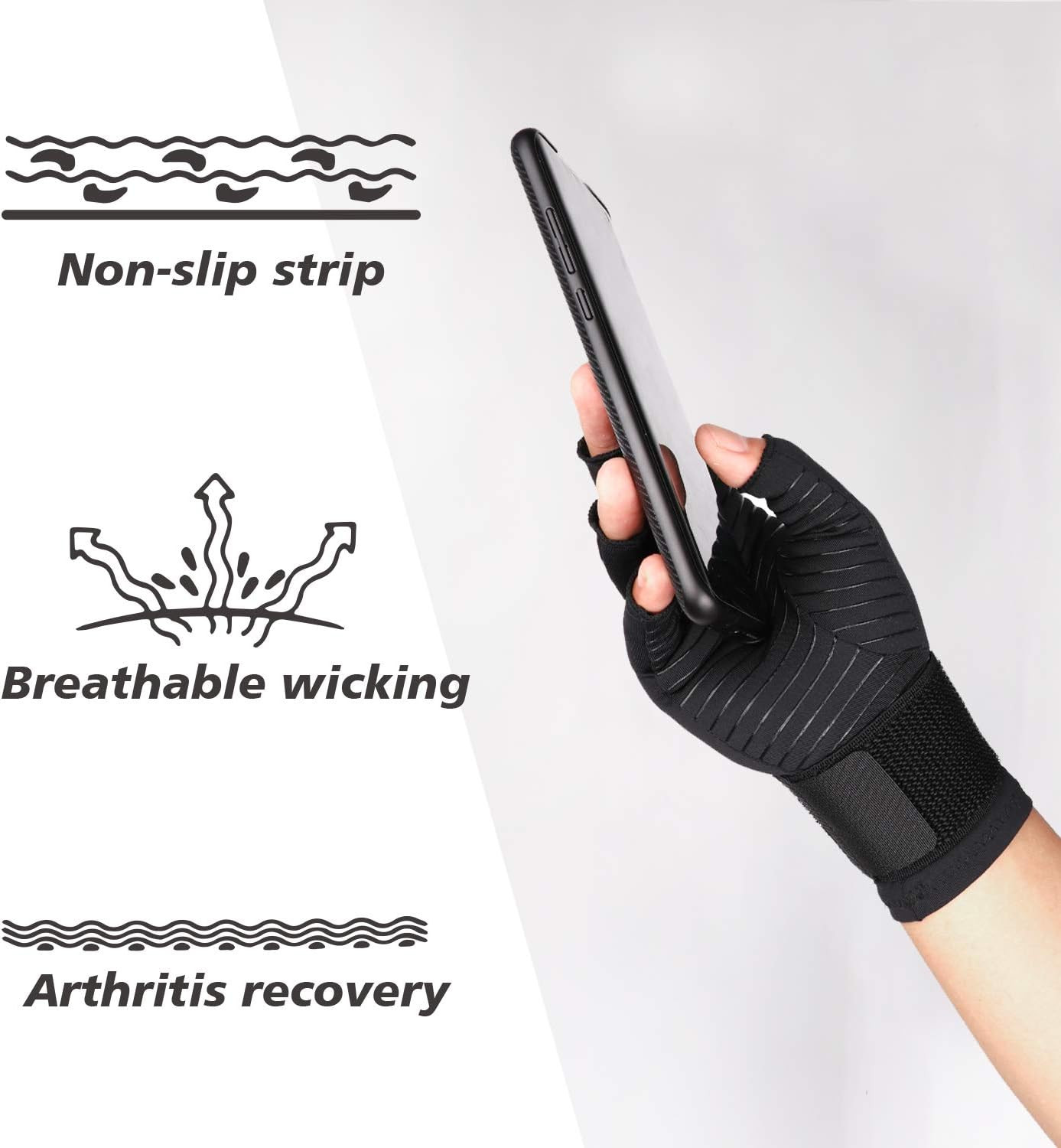 Compression Arthritis Gloves with Strap, Carpal Tunnel,Support