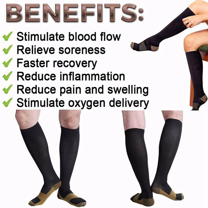 Copper Compression Socks Neuropathy Stockings Soothe High Support For Women Men