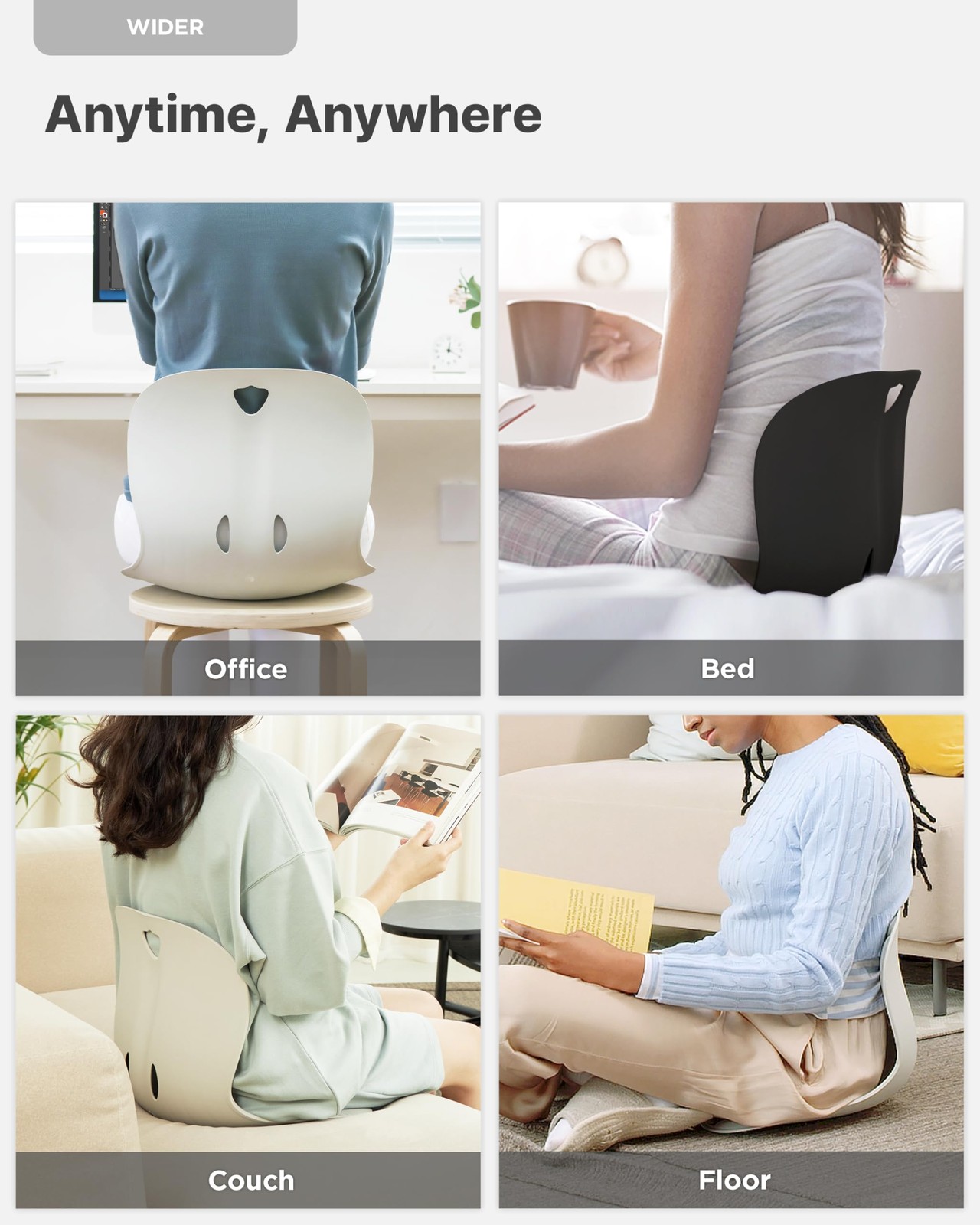 Curble Wider Ergonomic Desk Chair Seat Cushion, Everyday Passive Posture