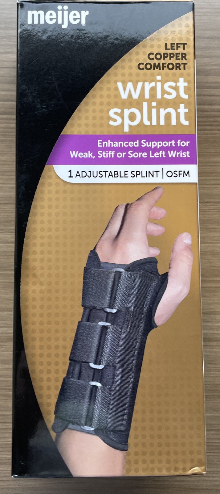 New Meijer Left-Side Copper Comfort Support Adjustable Wrist Splint New In Box