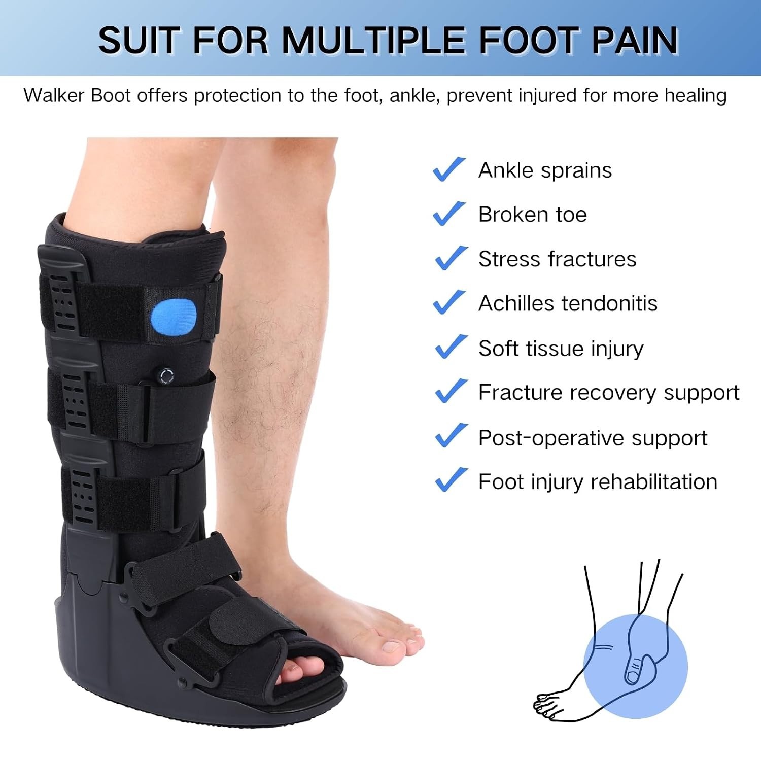 Non-Slip Tall Air Fracture Boot for Comfortable Walking – Adjustable Large Size
