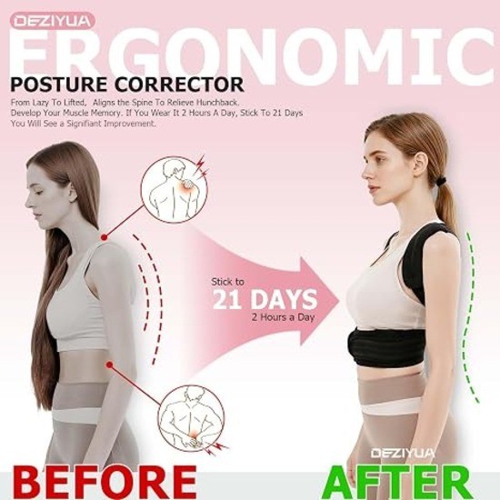 Posture Corrector Back Brace Adjustable Shoulder Support Pain Relief M 28-34