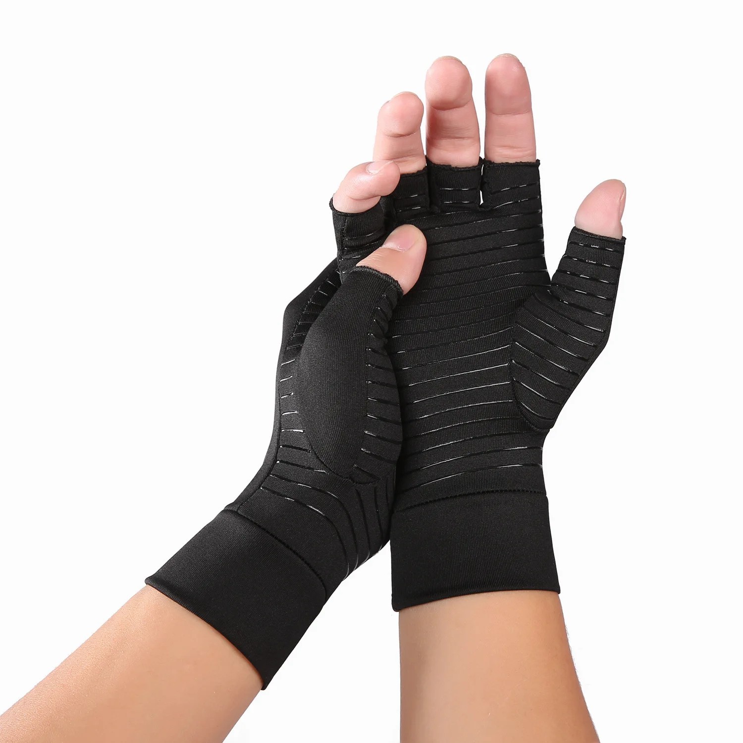 Anti Arthritis Fingerless Gloves Copper Compression Hand Support Pain Relief New