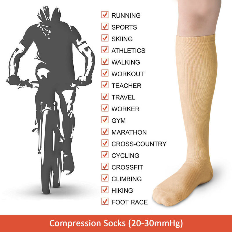 3Pair Copper-Compression Socks Men Women 30-40mmHg Graduated Support Socks S-XXL