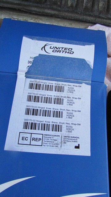 NEW ORTHO8 Cryo Pneumatic Ortosis 2 Gels Knee Brace 90 40-4001 BK-15