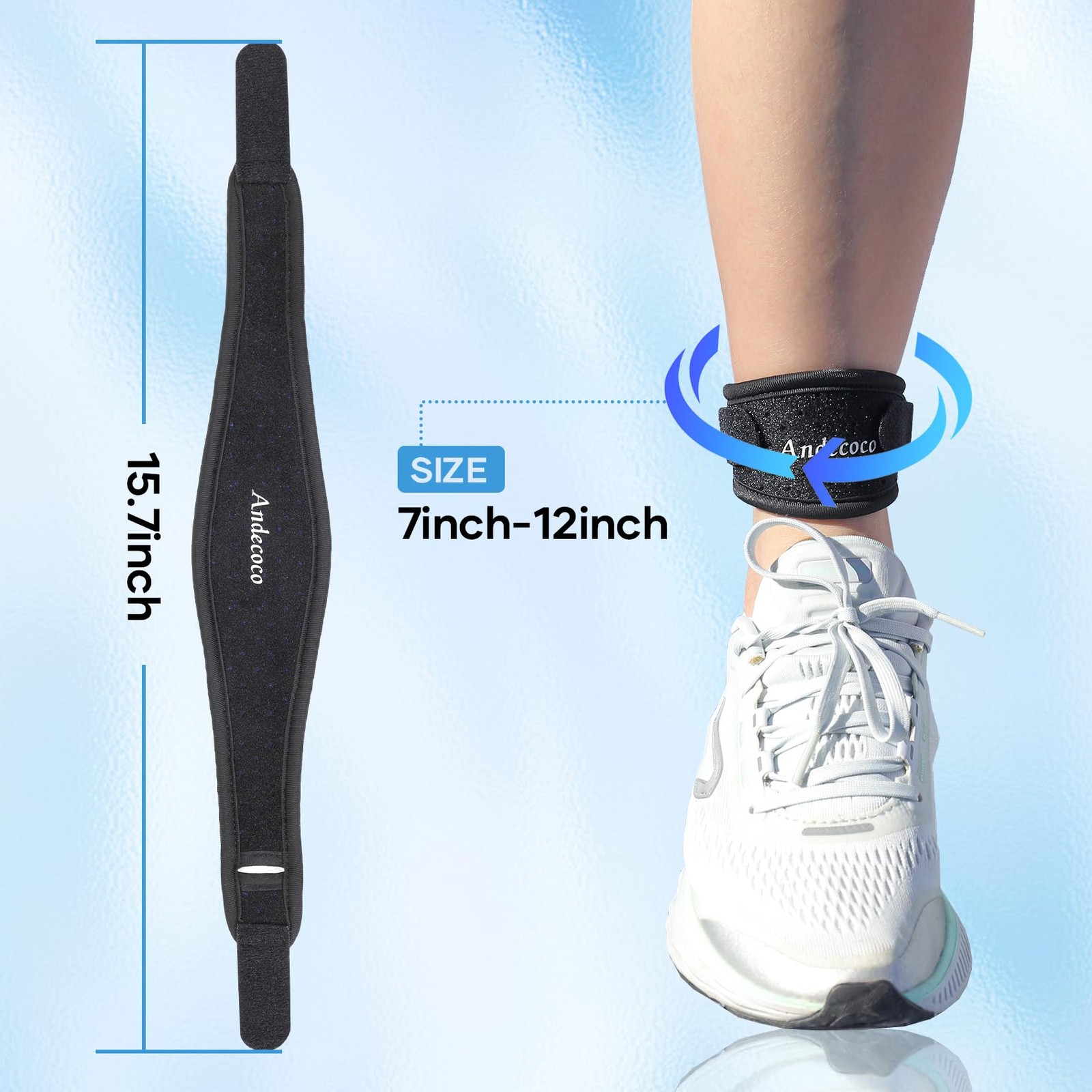 Achilles Tendonitis Brace Ankle Support Adjustable Breathable Black 1 Pack