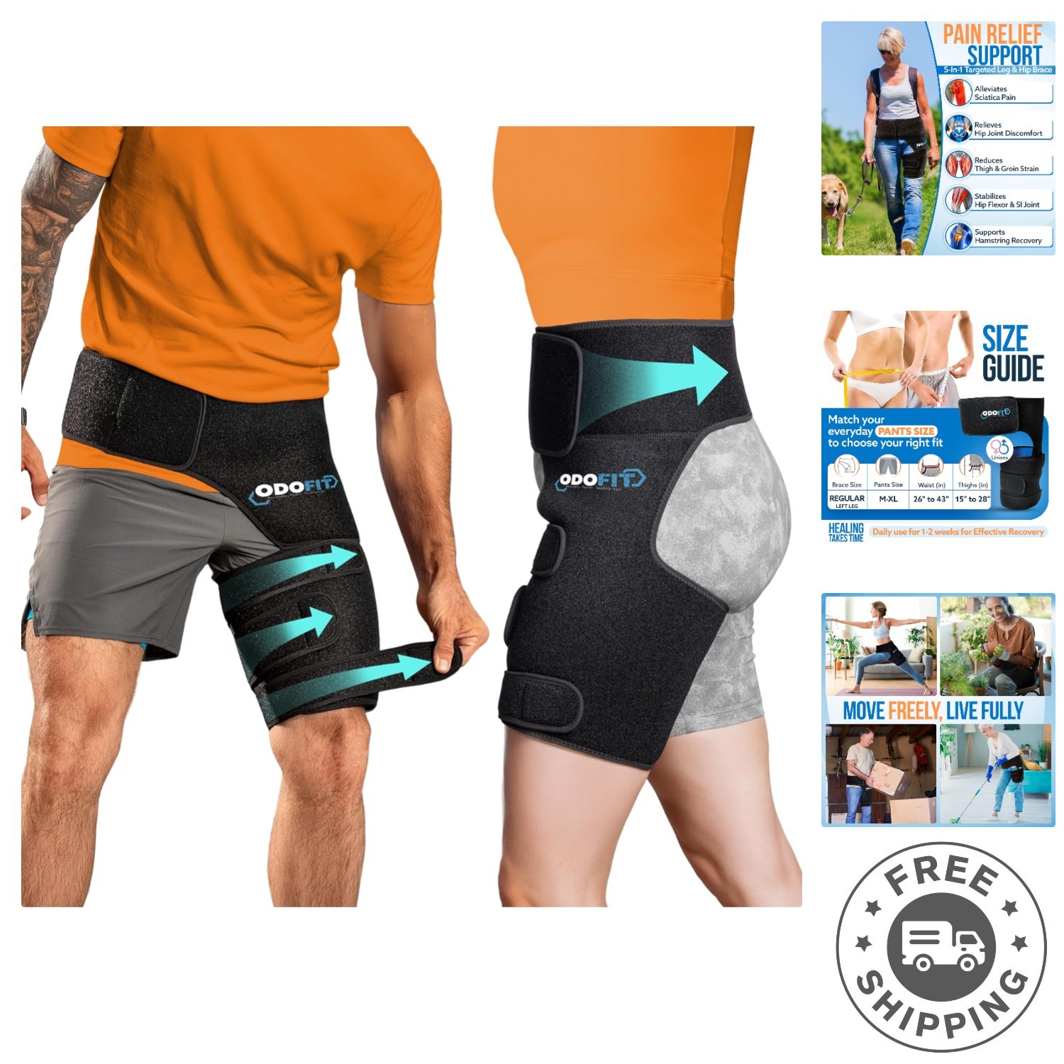 Dynamic Sciatica & Thigh Support – 5-in-1 Adjustable Hip Brace for All-Day Use