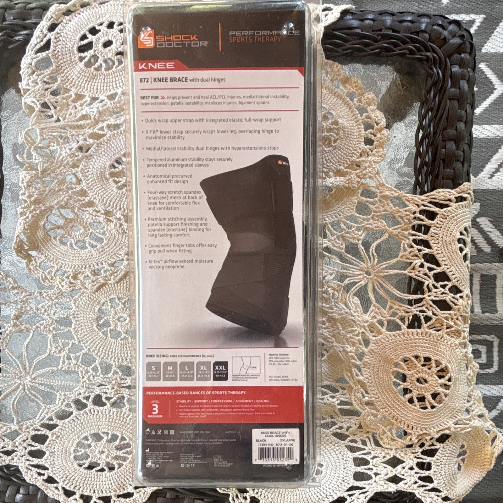 Shock Doctor Knee Brace Level 3 XXL Black Dual Hinges New Sealed In Box