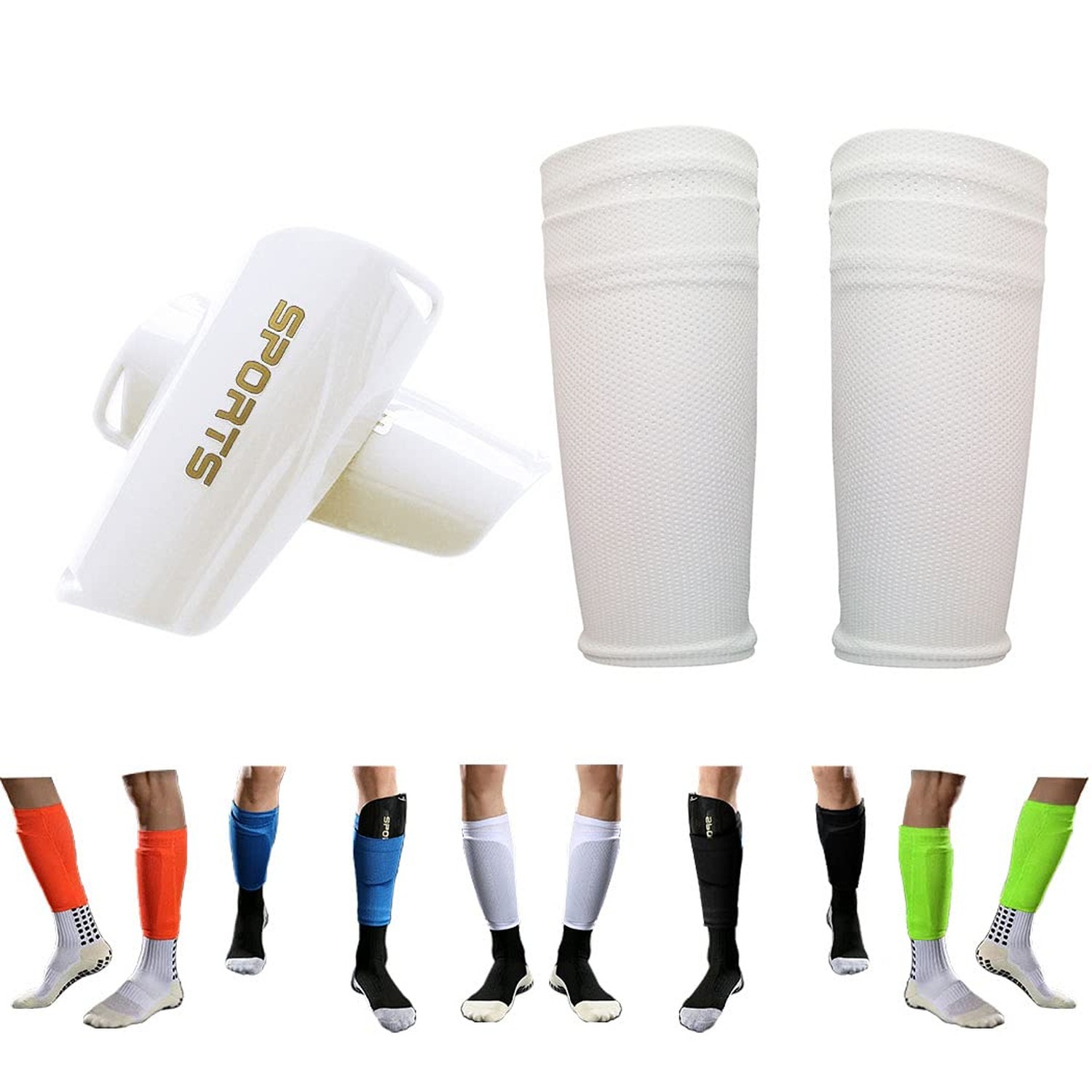 Youth Soccer Shin Guards for Kids Child with Sleeves Soccer Shin Pads and Shi…