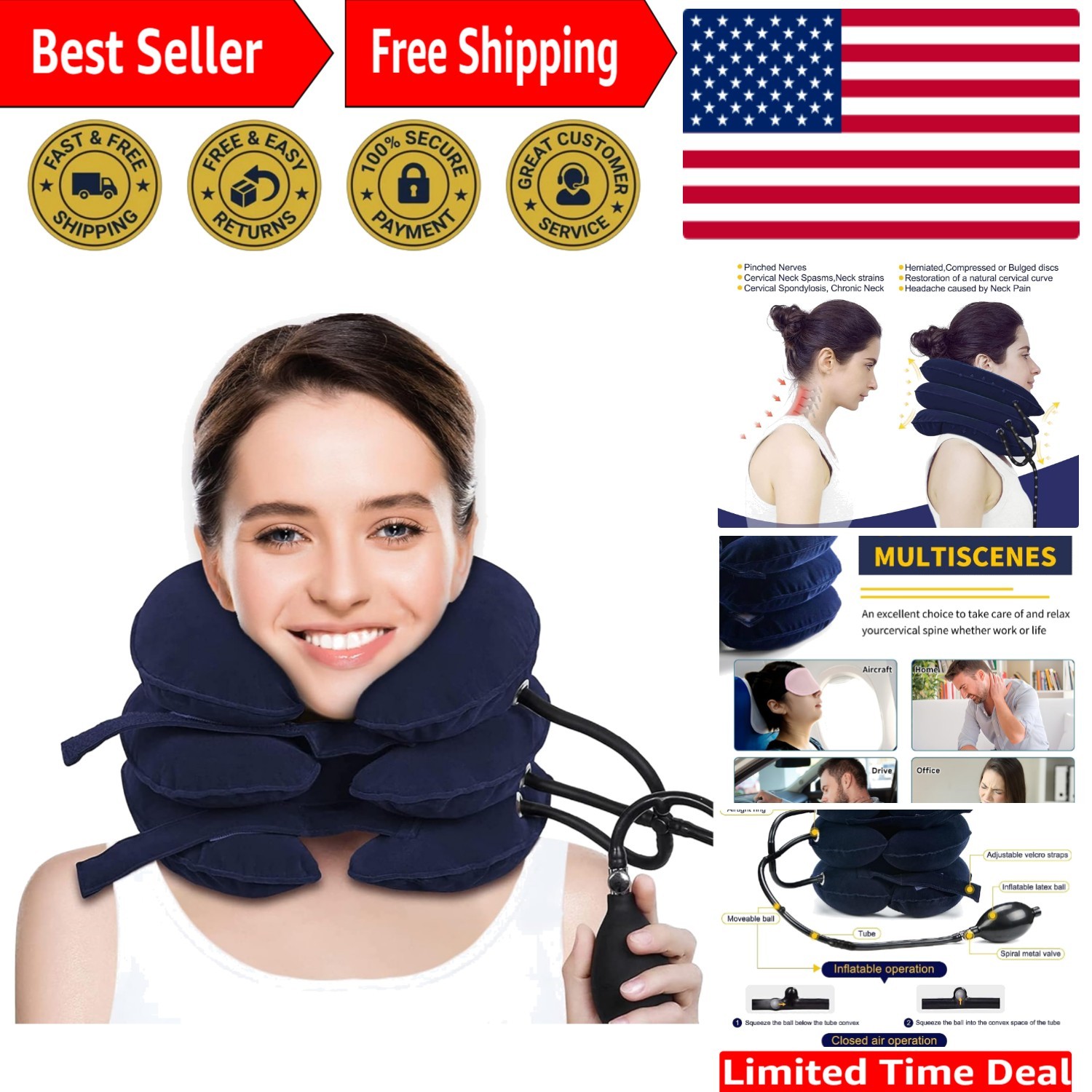 Easy-to-Use Neck Decompression Device for Chronic Pain and Posture Correction